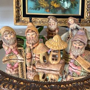 Vintage Carol Wright gnome dwarfs Mini Garden friend’s Dancing Maiden mushrooms